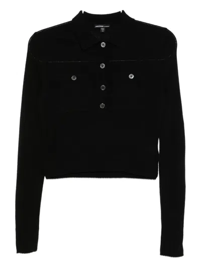 James Perse Cashmere Polo Top In Black