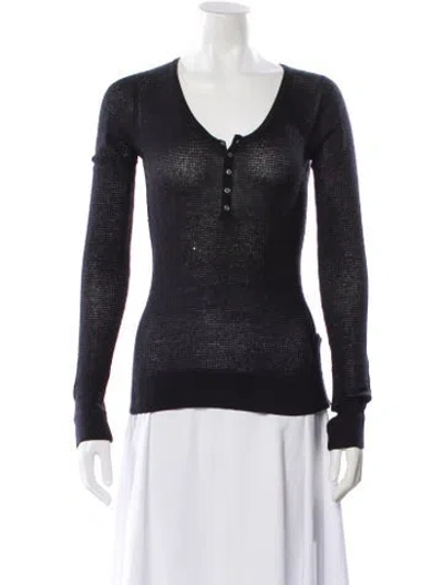 Pre-owned James Perse Cashmere Scoop Neck Sweater In Black
