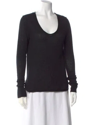 Pre-owned James Perse Cashmere Scoop Neck Sweater In Black