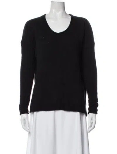 Pre-owned James Perse Cashmere Scoop Neck Sweater In Black