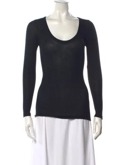 Pre-owned James Perse Cashmere Scoop Neck Sweater In Black