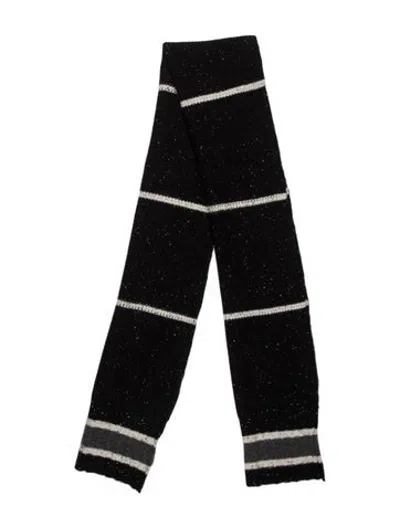 Pre-owned James Perse Cashmere Striped Scarf In Black