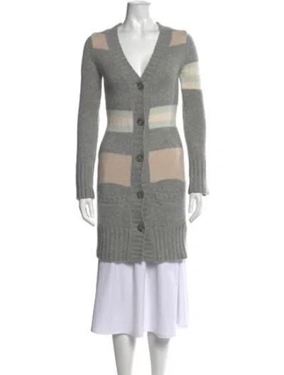 Pre-owned James Perse Cashmere Striped Sweater In Grey