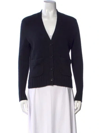 Pre-owned James Perse Cashmere V-neck Sweater In Black