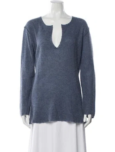 Pre-owned James Perse Cashmere V-neck Sweater In Blue