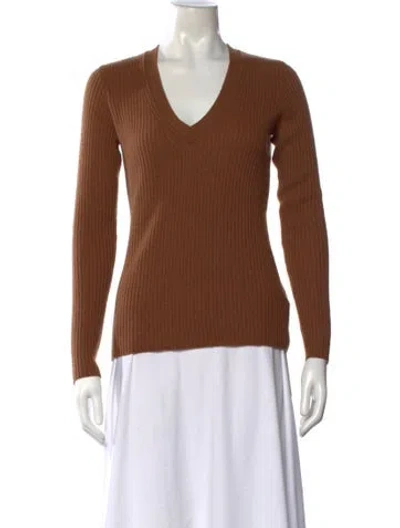 Pre-owned James Perse Cashmere V-neck Sweater In Brown