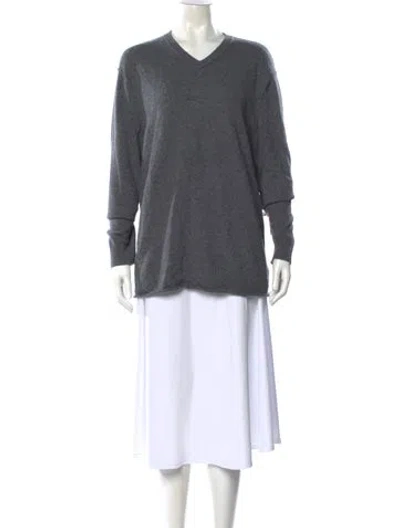 Pre-owned James Perse Cashmere V-neck Sweater In Gray