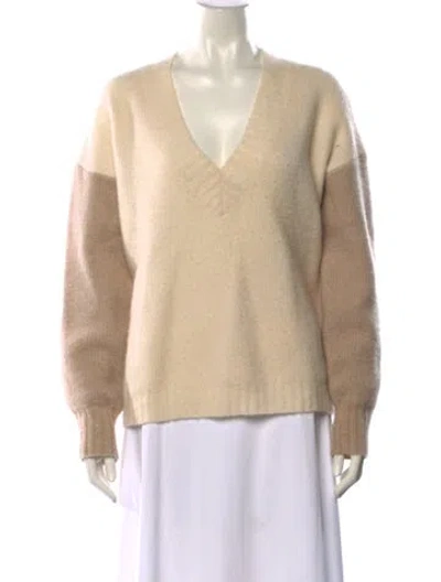 Pre-owned James Perse Cashmere V-neck Sweater In Neutral