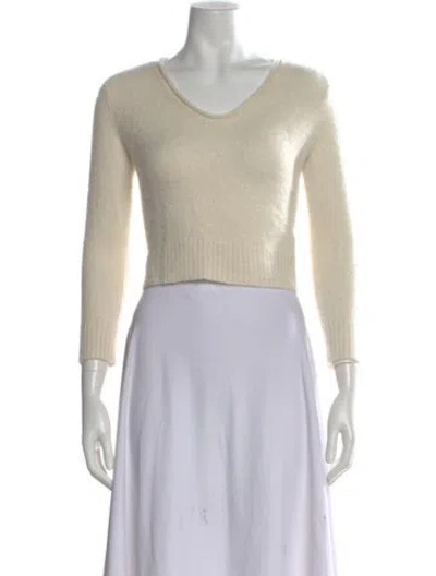 Pre-owned James Perse Cashmere V-neck Sweater In Neutral