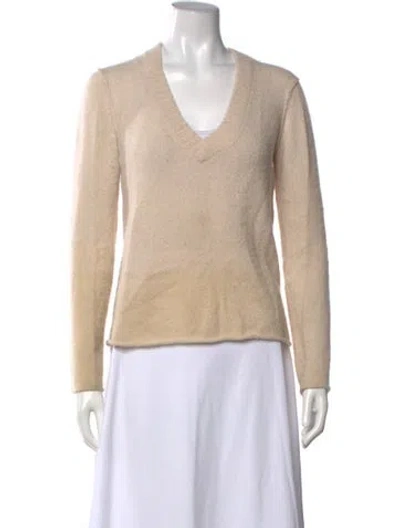 Pre-owned James Perse Cashmere V-neck Sweater In Neutrals