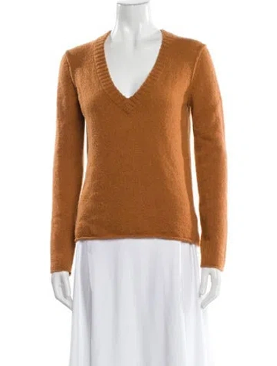 Pre-owned James Perse Cashmere V-neck Sweater In Orange