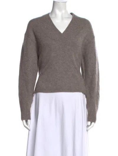 Pre-owned James Perse Cashmere V-neck Sweater W/ Tags In Grey/neutrals