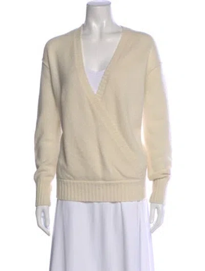 Pre-owned James Perse Cashmere V-neck Sweater In White