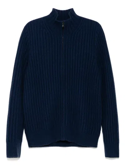 James Perse Cashmere Zip-up Cardigan In Blue