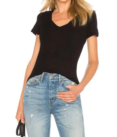 James Perse Casual V Neck With Reverse Binding Tee Top In Black