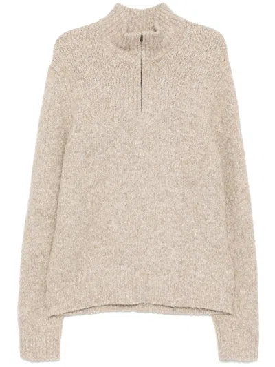 James Perse Chunky Half Zip Sweater In 中性色