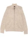 James Perse Chunky Zip-up Cadigan In Brown