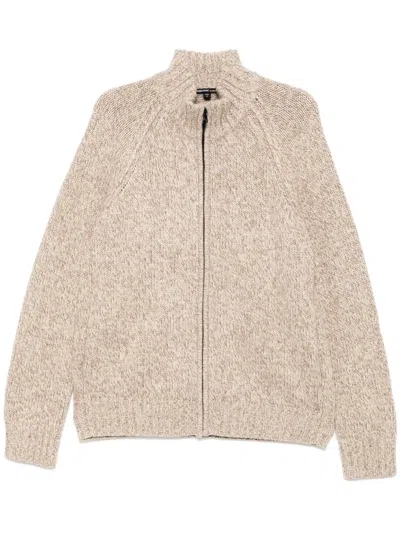 James Perse Chunky Zip-up Cadigan In Brown