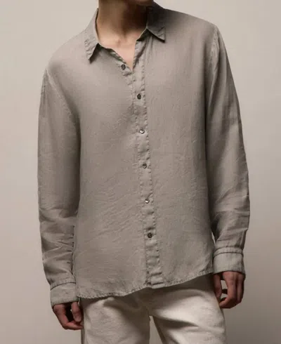 James Perse Classic Linen Shirt In Light Khaki In Brown