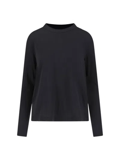 James Perse Oversized Crepe Jersey Long Sleeve Tee In Black