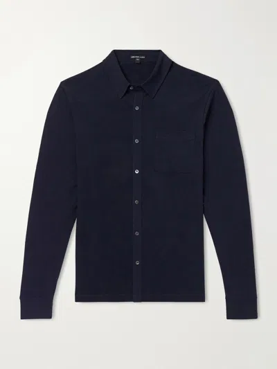 James Perse Clean Finish Slim-fit Cotton-jersey Shirt In Blue
