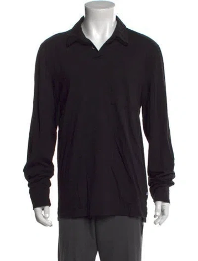 Pre-owned James Perse Collar Long Sleeve Polo Shirt In Black