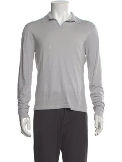 Pre-owned James Perse Collar Long Sleeve Polo Shirt In Gray