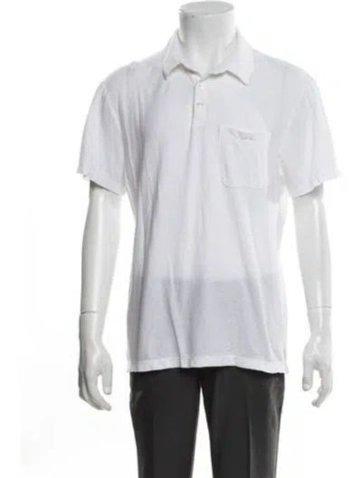 Pre-owned James Perse Collar Short Sleeve Polo Shirt In White