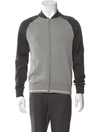 Pre-owned James Perse Colorblock Pattern Mock Neck Cardigan In Gray