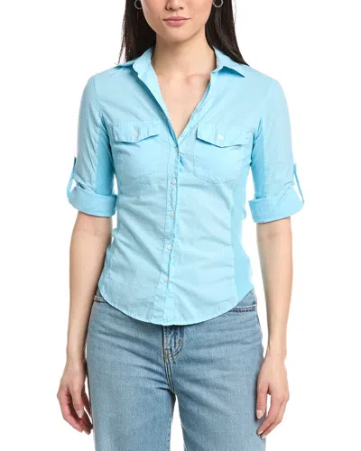 James Perse Contrast Panel Shirt In Blue