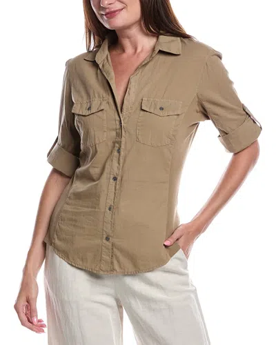 James Perse Contrast Panel Shirt In Brown