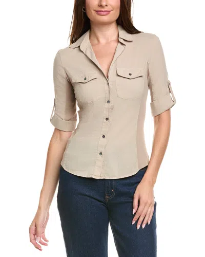 James Perse Contrast Panel Shirt In Neutral