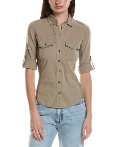James Perse Contrast Panel Shirt In Neutral