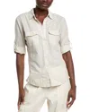 James Perse Three-quarter Sleeve Button-up Shirt In White