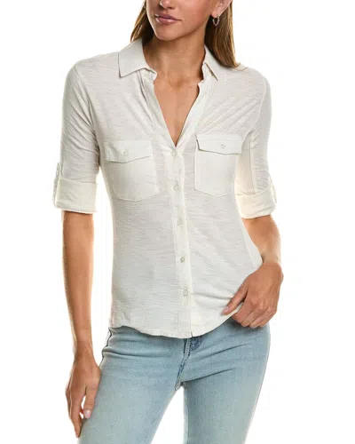 James Perse Contrast Panel Shirt In White