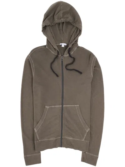 James Perse Contrast-stitching Hoodie In Brown