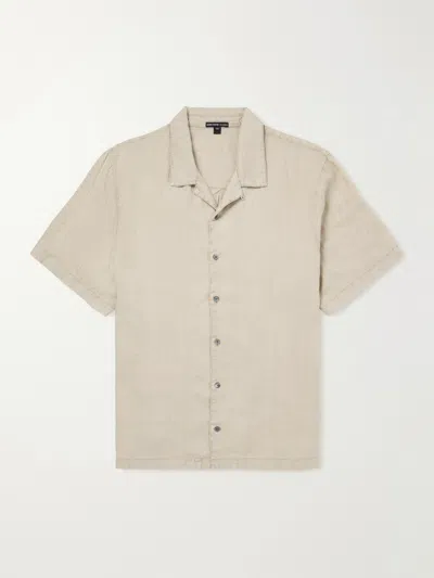 James Perse Convertible-collar Linen Shirt In Neutral