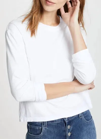 James Perse Cotton Boxy Long Sleeve Tee In White