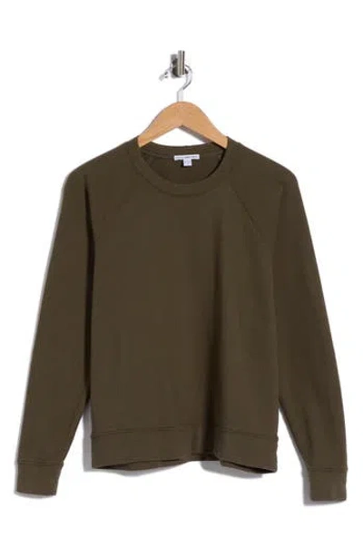 James Perse Cotton French Terry Relaxed Sweater In Green