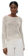 James Perse Cotton Linen Open Knit Pullover Natural