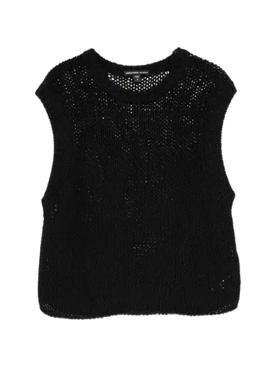 James Perse Cotton Linen Sweater Tank In Black