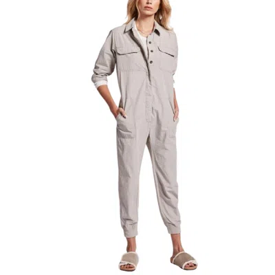 JAMES PERSE COTTON UTILITY JUMPSUIT IN GREY CLOUD
