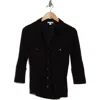 James Perse Cotton V-neck Button-up Shirt In Black