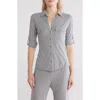James Perse Cotton V-neck Button-up Shirt In Breeze