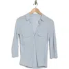 James Perse Cotton V-neck Button-up Shirt In Open Sky
