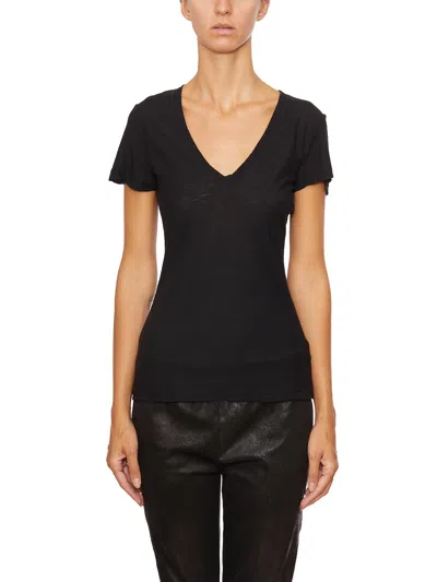 James Perse Cotton V Neck T-shirt In Black