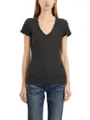 James Perse Cotton V Neck T-shirt In Black