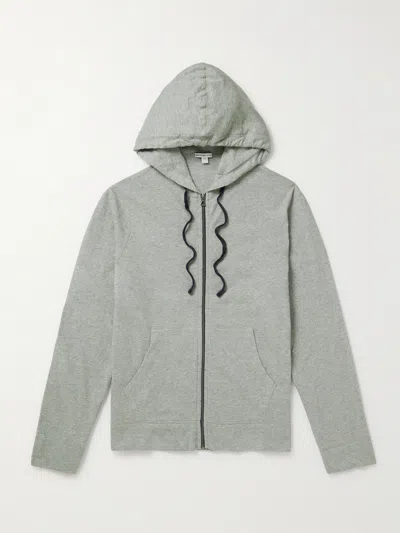 James Perse Loopback Supima Cotton-jersey Zip-up Hoodie In Gray