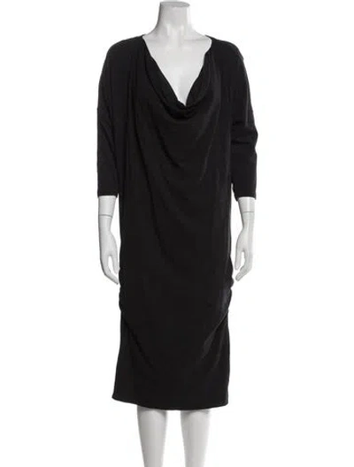 Pre-owned James Perse Cowl Neck Knee-length Dress In Blue