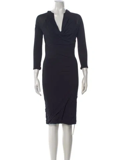 Pre-owned James Perse Cowl Neck Knee-length Dress In Blue